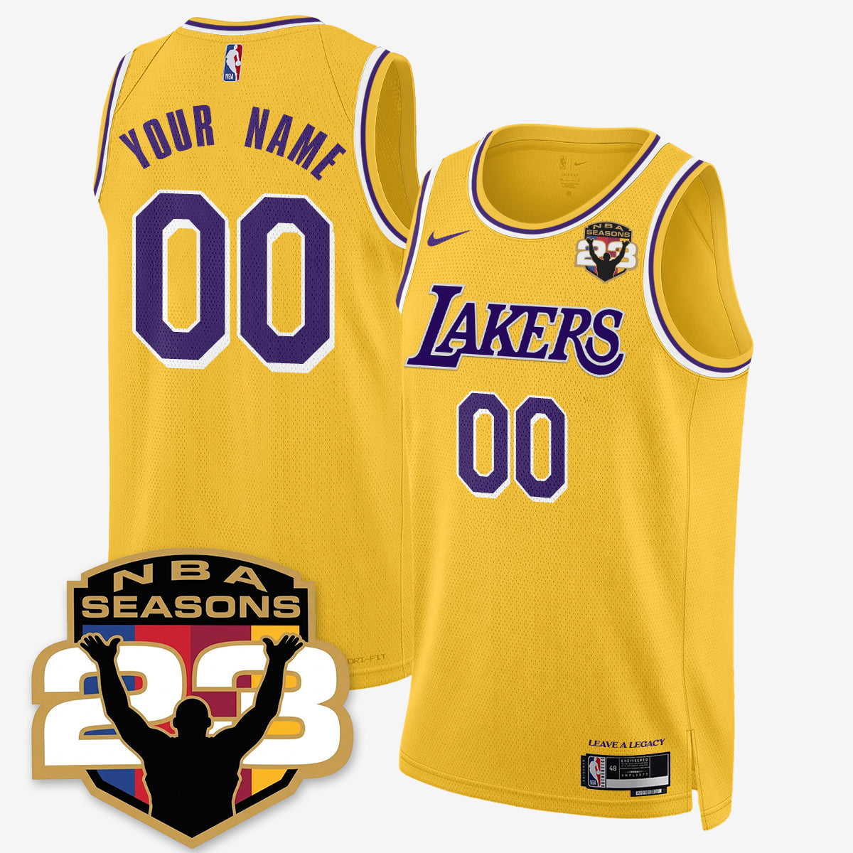LAL “23” Patch To Celebrate Record-Setting Season Custom Jersey - All Stitched