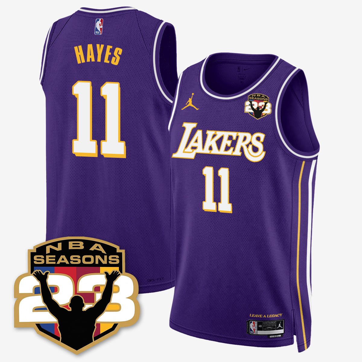 LAL “23” Patch To Celebrate Record-Setting Season Jersey - All Stitched