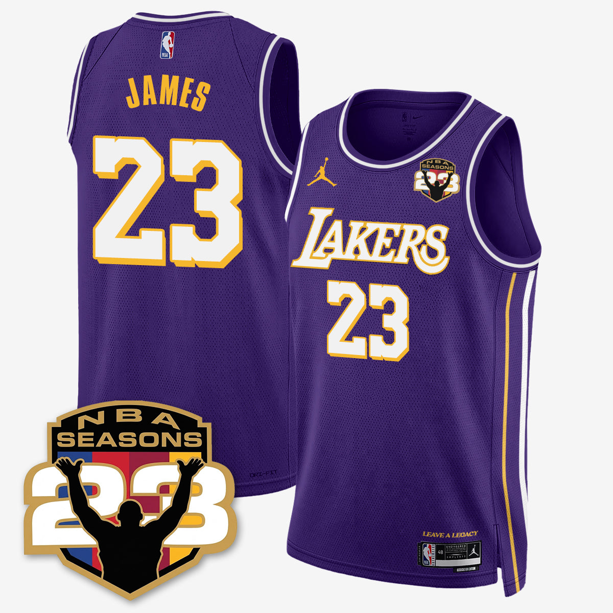 LAL “23” Patch To Celebrate Record-Setting Season Jersey - All Stitched