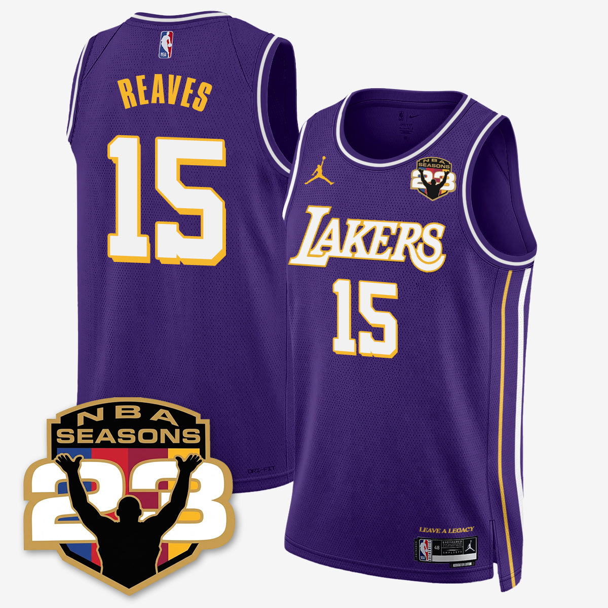 LAL “23” Patch To Celebrate Record-Setting Season Jersey - All Stitched