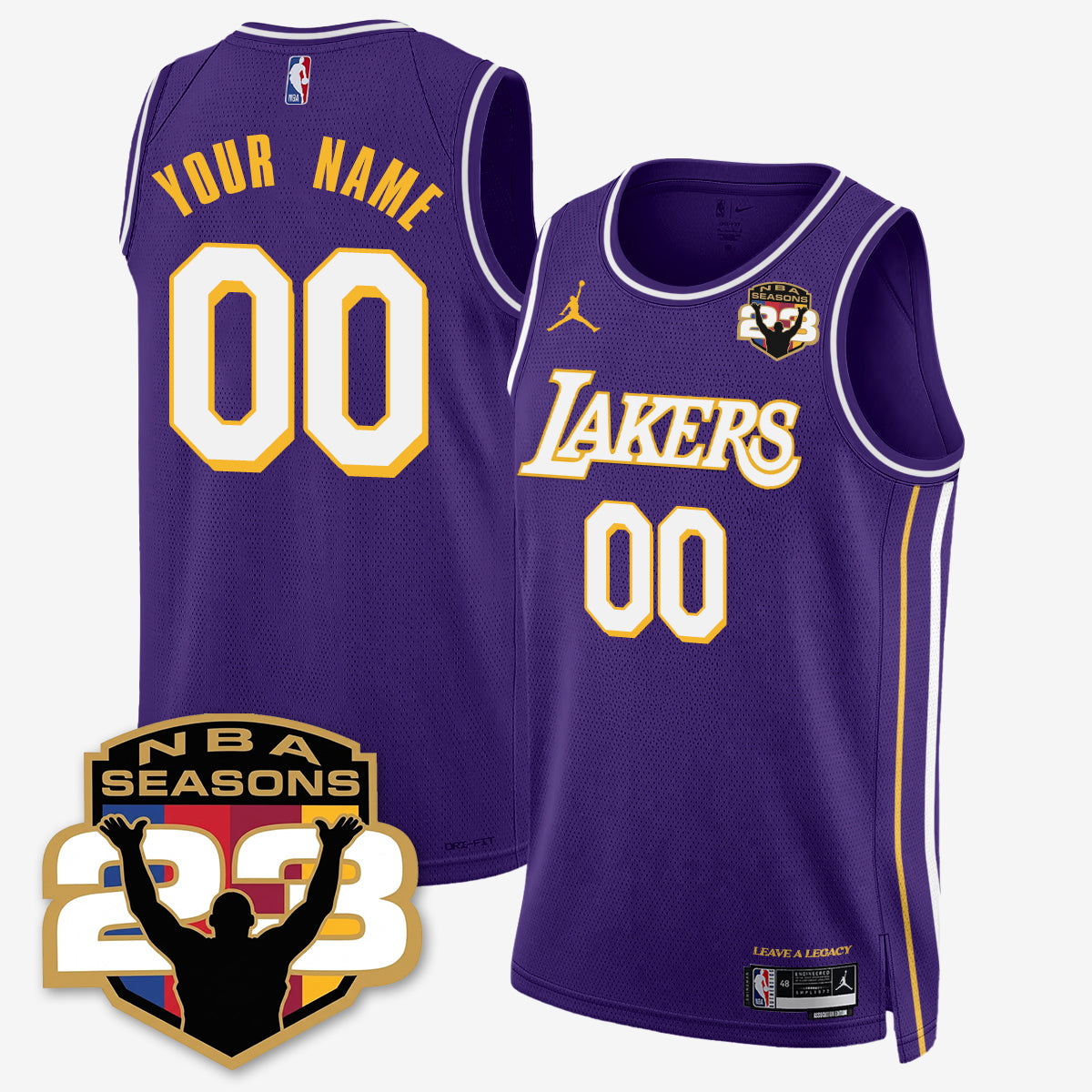 LAL “23” Patch To Celebrate Record-Setting Season Custom Jersey - All Stitched