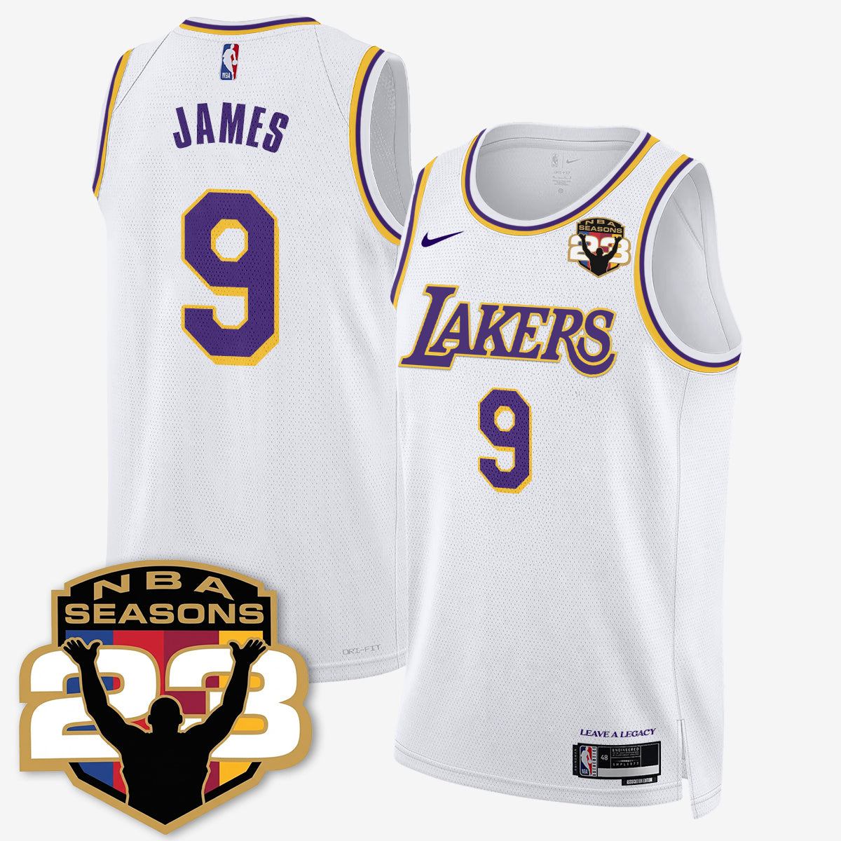 LAL “23” Patch To Celebrate Record-Setting Season Jersey - All Stitched