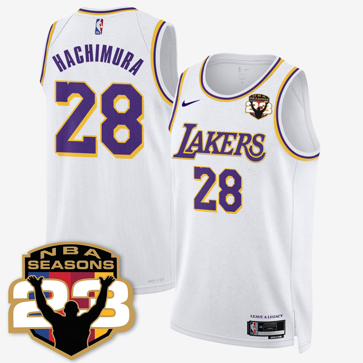 LAL “23” Patch To Celebrate Record-Setting Season Jersey - All Stitched