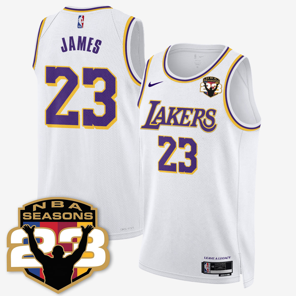 LAL “23” Patch To Celebrate Record-Setting Season Jersey - All Stitched
