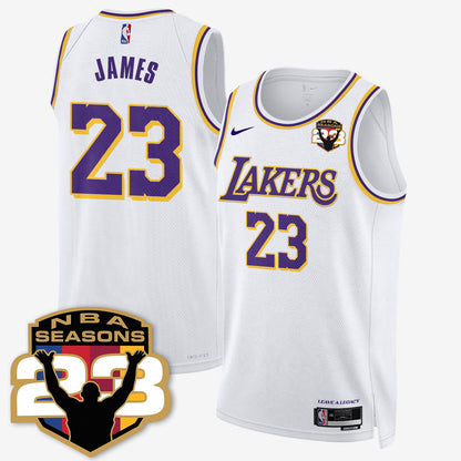 LAL “23” Patch To Celebrate Record-Setting Season Jersey - All Stitched