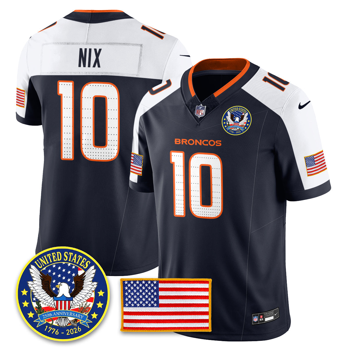 DEN "United States 250th Anniversary Patch" Vapor Limited Jersey - All Stitched