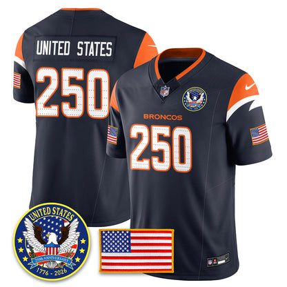 DEN "United States 250th Anniversary Patch" Vapor Limited Jersey - All Stitched