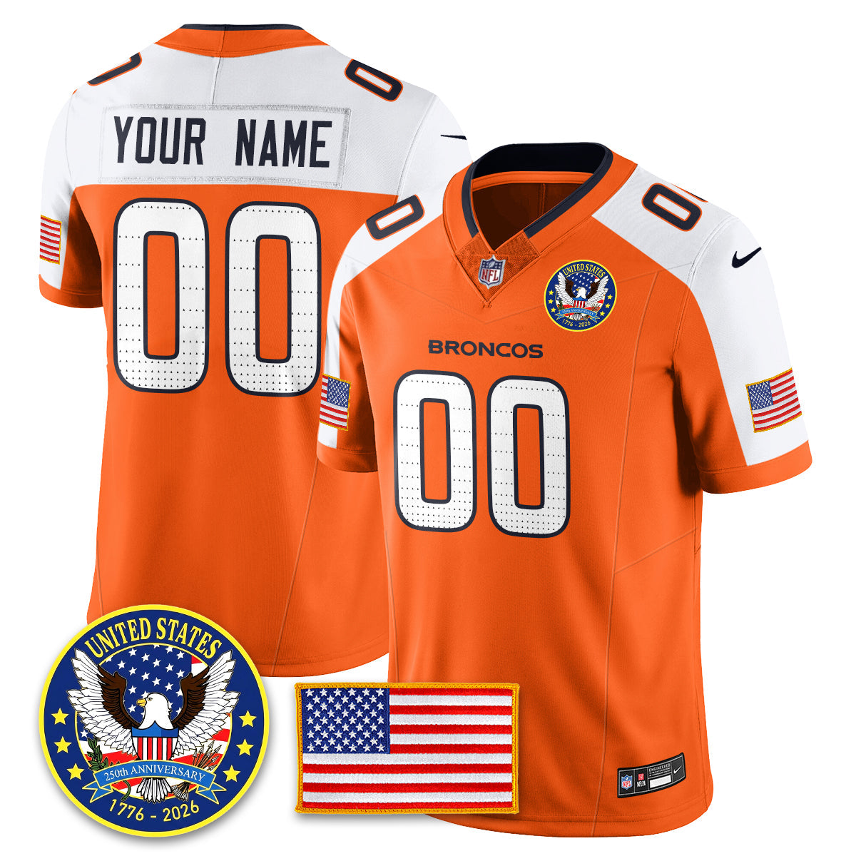 DEN "United States 250th Anniversary Patch" Vapor Limited Jersey - All Stitched