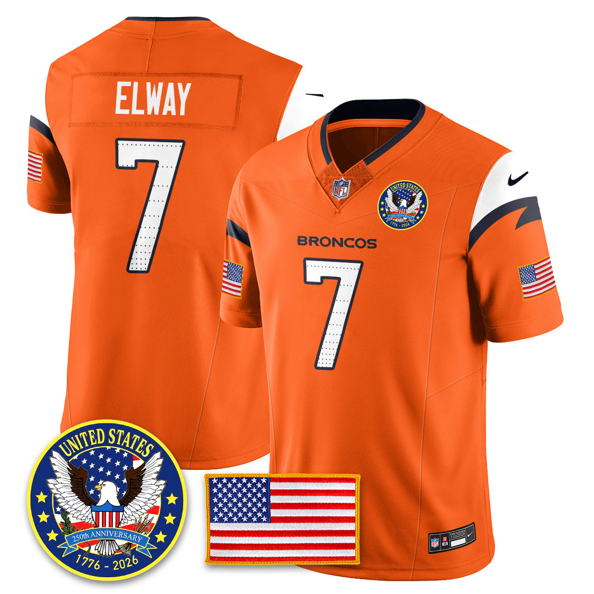 DEN "United States 250th Anniversary Patch" Vapor Limited Jersey - All Stitched