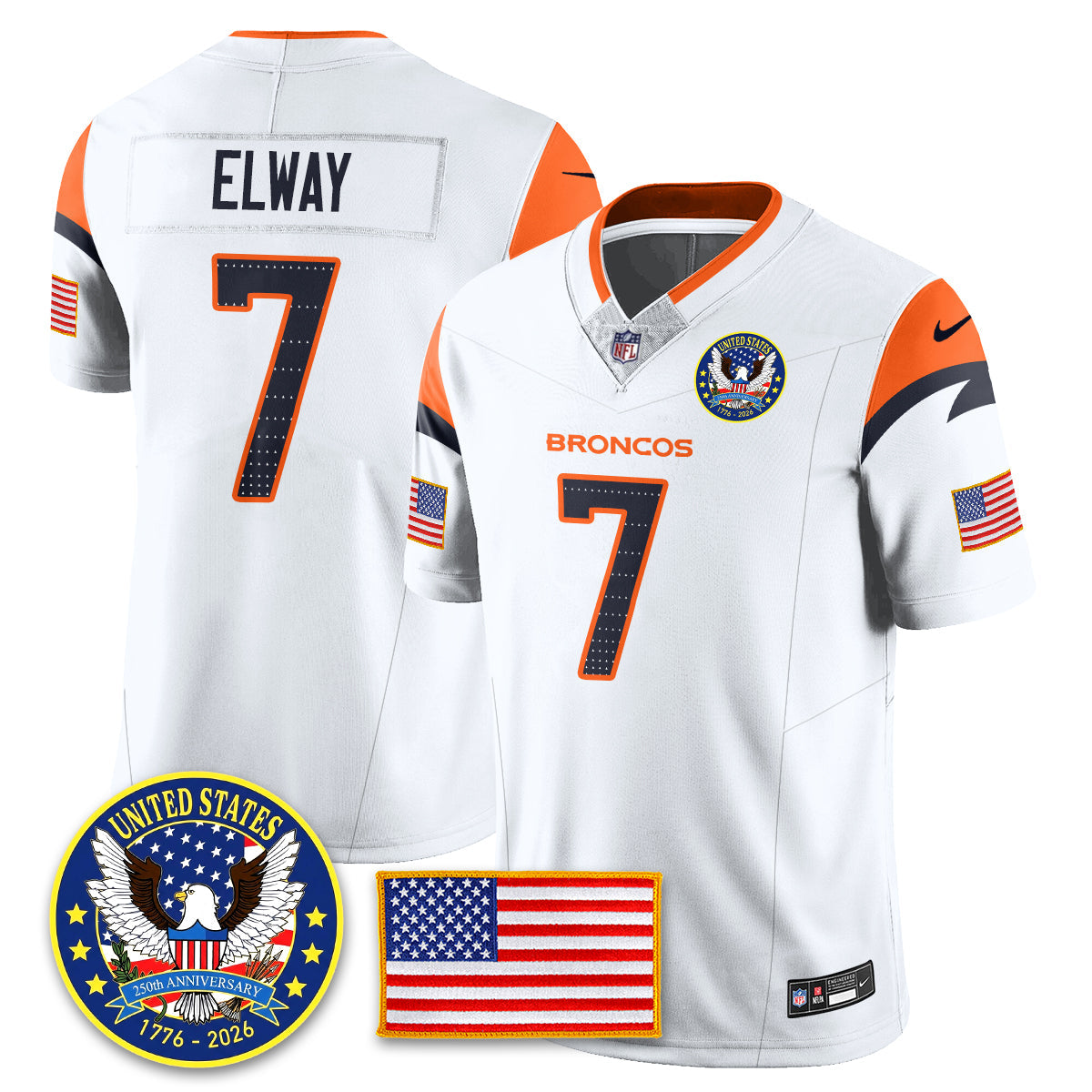 DEN "United States 250th Anniversary Patch" Vapor Limited Jersey - All Stitched