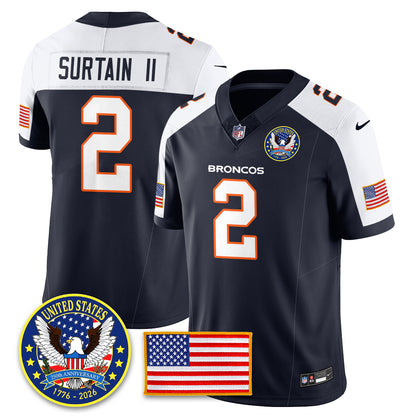 DEN Throwback "United States 250th Anniversary Patch" Vapor Limited Jersey - All Stitched