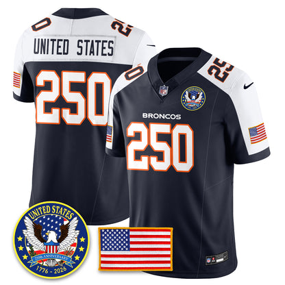 DEN Throwback "United States 250th Anniversary Patch" Vapor Limited Jersey - All Stitched