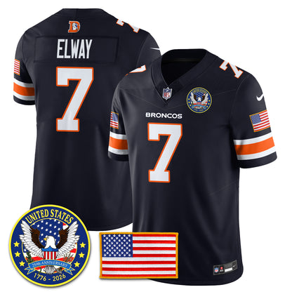 DEN Throwback "United States 250th Anniversary Patch" Vapor Limited Jersey - All Stitched