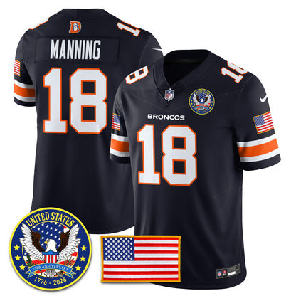 DEN Throwback "United States 250th Anniversary Patch" Vapor Limited Jersey - All Stitched