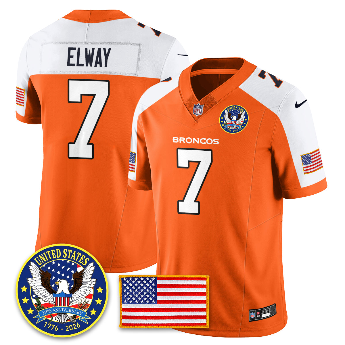 DEN Throwback "United States 250th Anniversary Patch" Vapor Limited Jersey - All Stitched