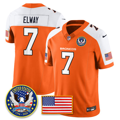 DEN Throwback "United States 250th Anniversary Patch" Vapor Limited Jersey - All Stitched