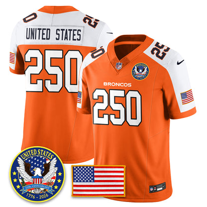 DEN Throwback "United States 250th Anniversary Patch" Vapor Limited Jersey - All Stitched