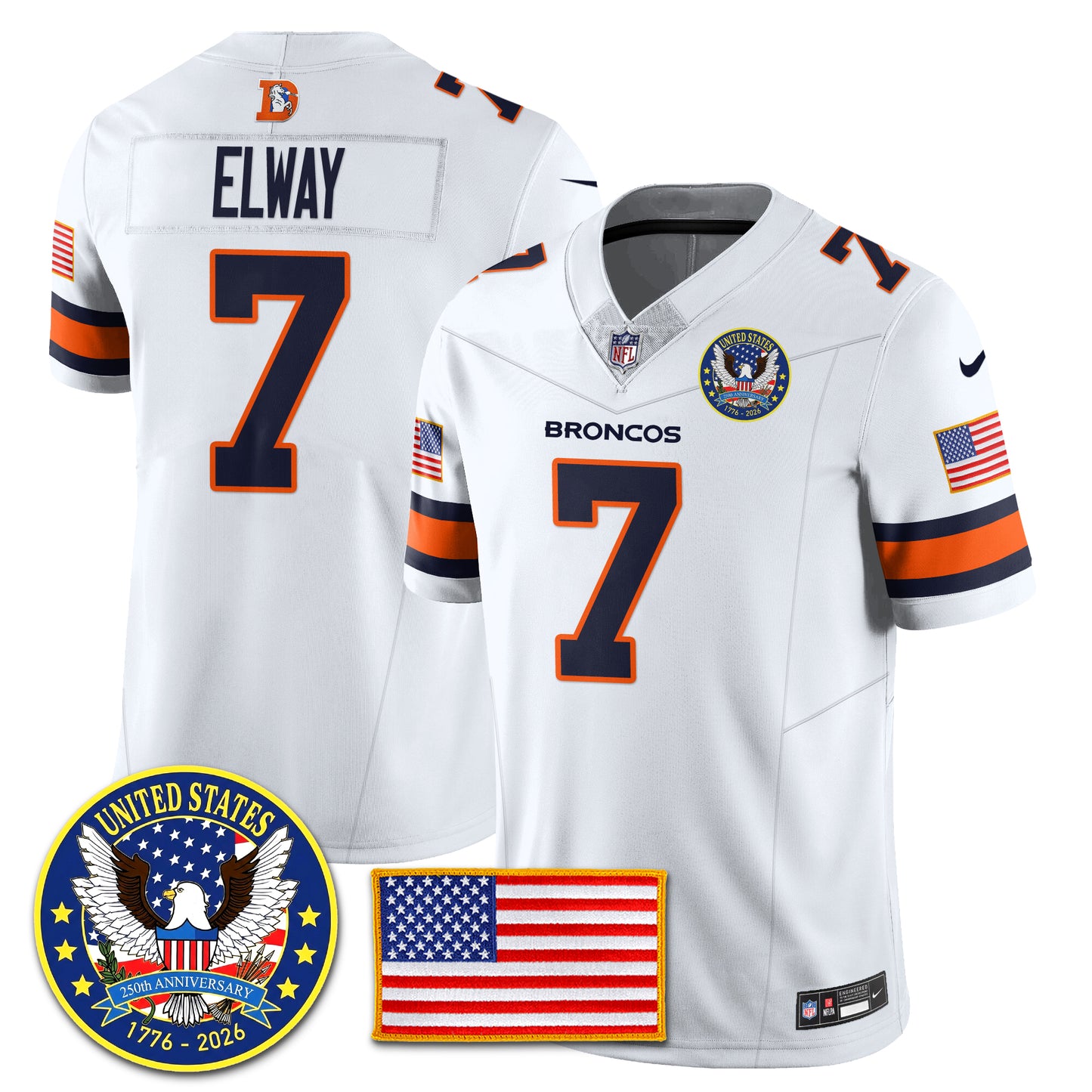 DEN Throwback "United States 250th Anniversary Patch" Vapor Limited Jersey - All Stitched
