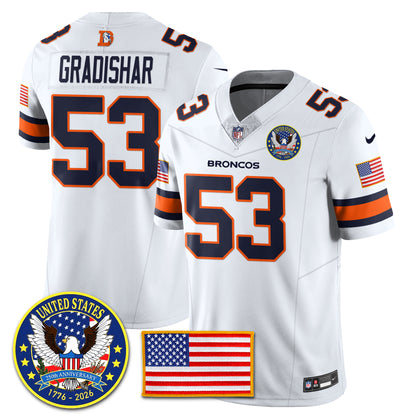 DEN Throwback "United States 250th Anniversary Patch" Vapor Limited Jersey - All Stitched