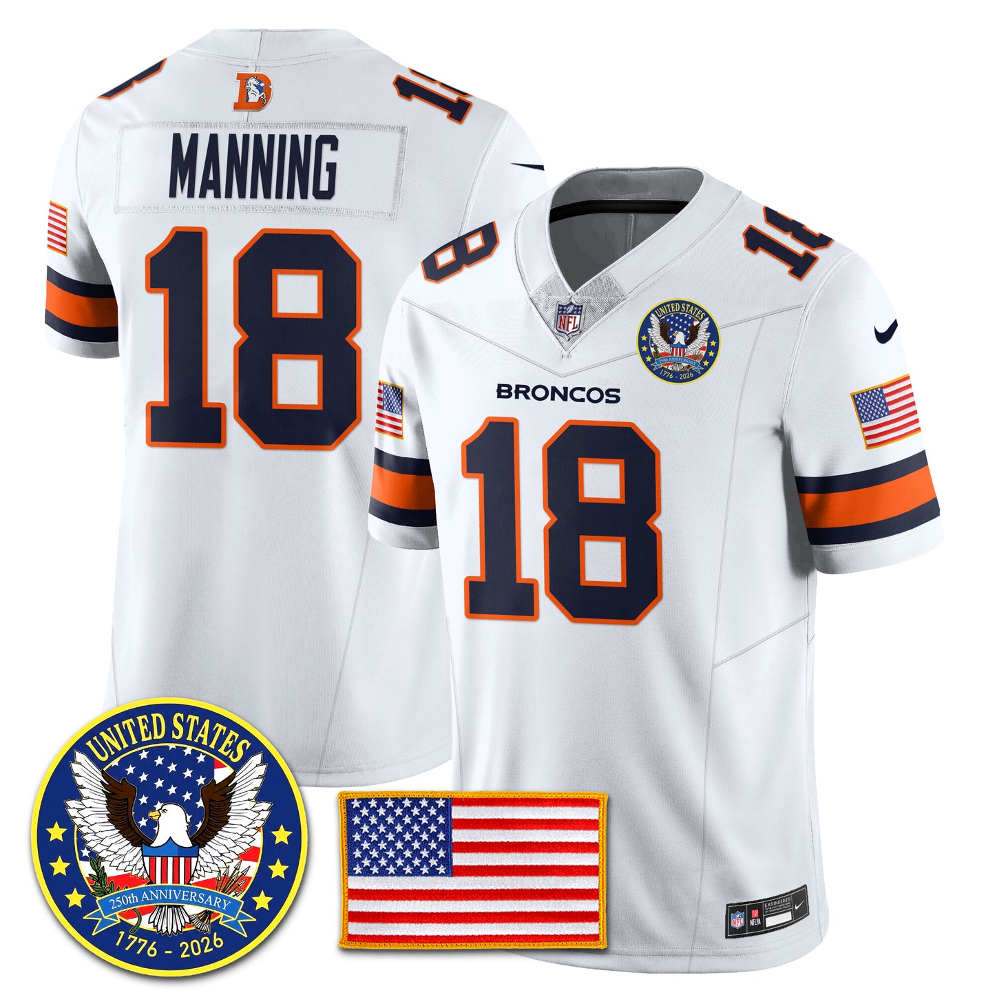 DEN Throwback "United States 250th Anniversary Patch" Vapor Limited Jersey - All Stitched
