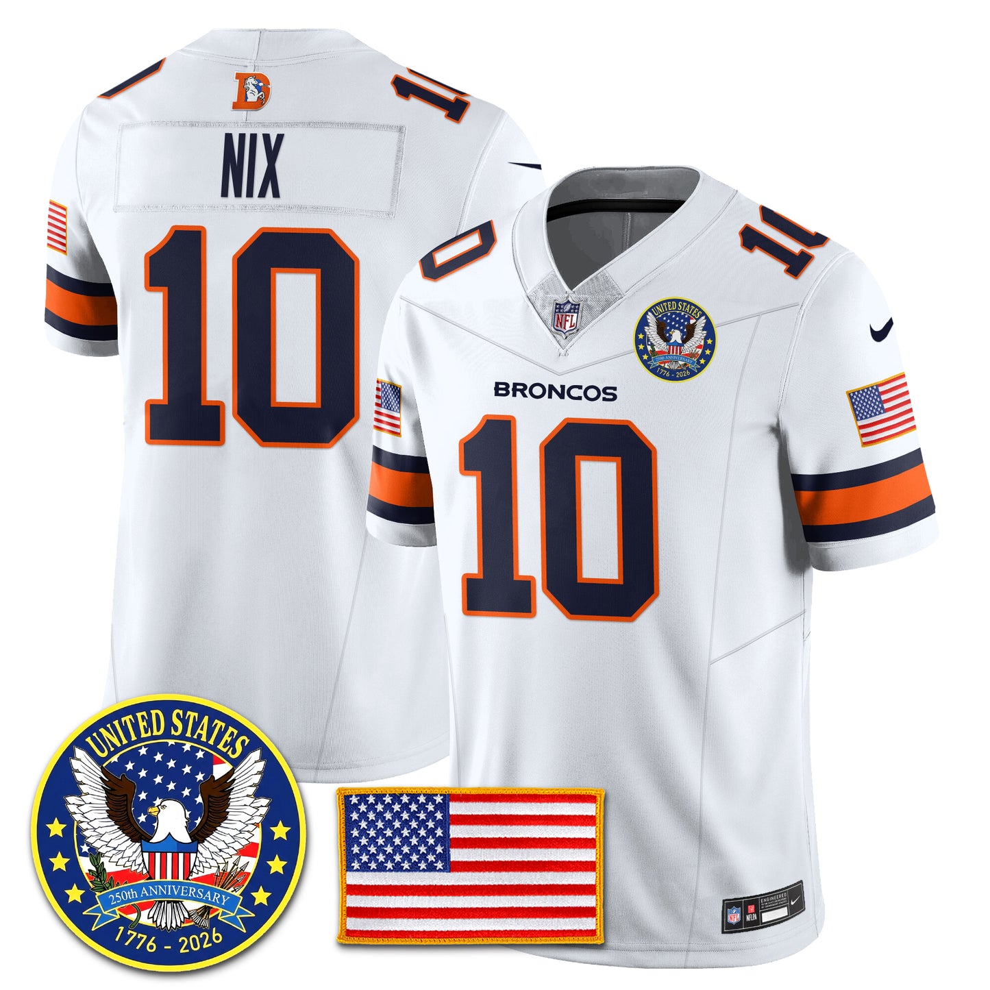 DEN Throwback "United States 250th Anniversary Patch" Vapor Limited Jersey - All Stitched