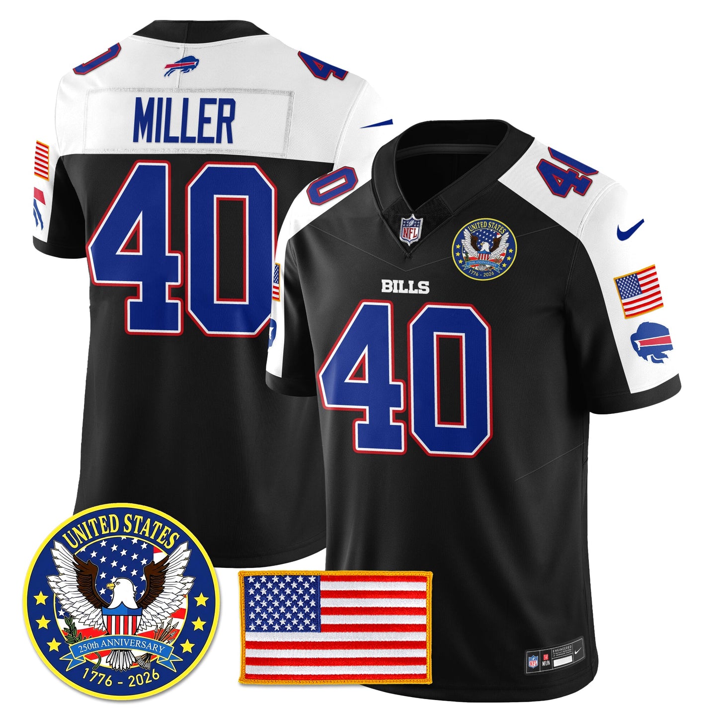 BUF "United States 250th Anniversary Patch" Vapor Limited Jersey - All Stitched