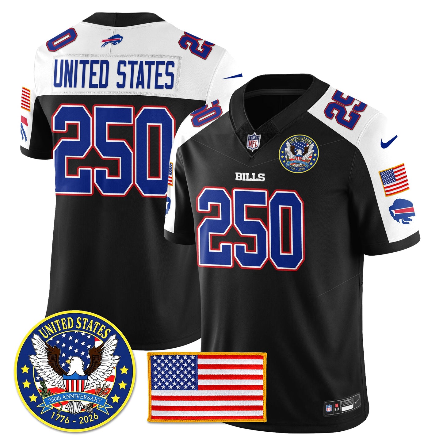 BUF "United States 250th Anniversary Patch" Vapor Limited Jersey - All Stitched