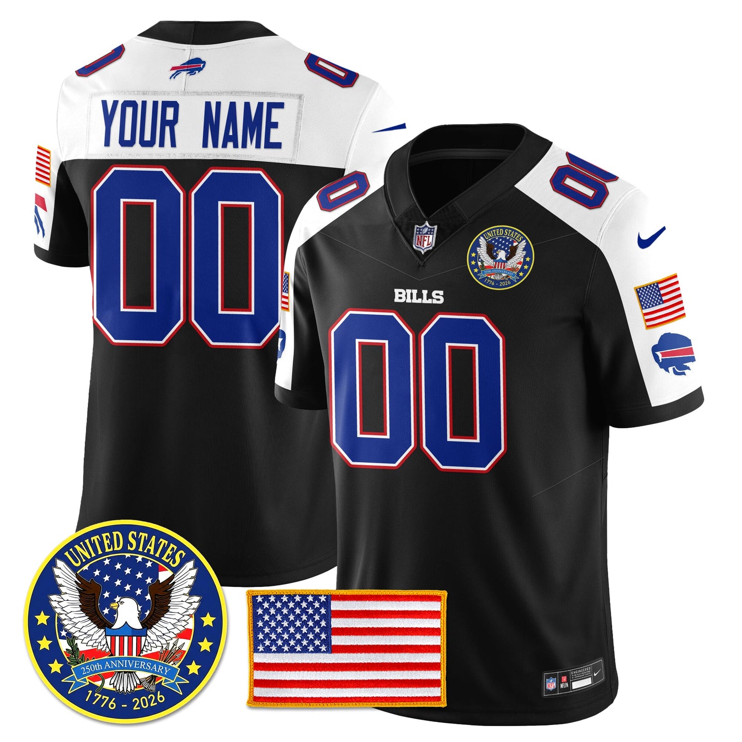 Custom BUF "United States 250th Anniversary Patch" Vapor Limited Jersey - All Stitched
