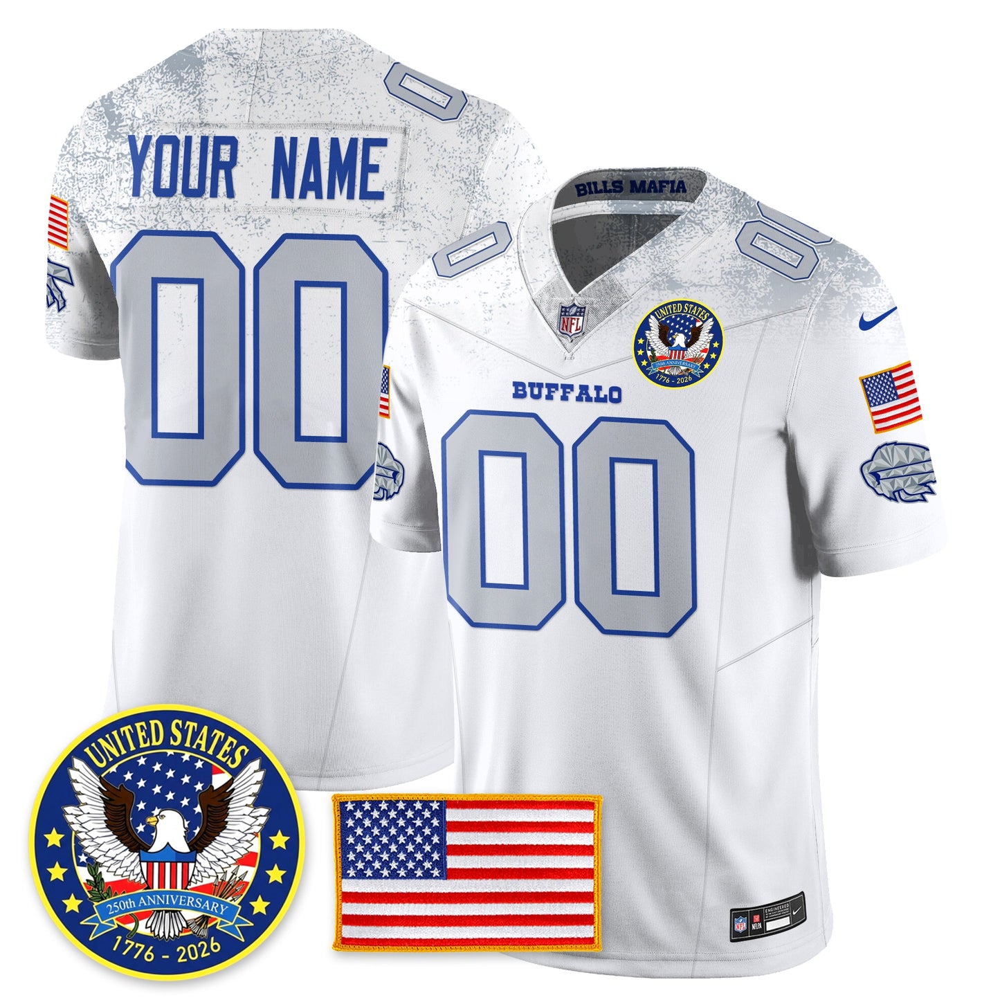 BUF "United States 250th Anniversary Patch" Vapor Limited Jersey - All Stitched