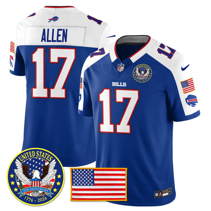 BUF "United States 250th Anniversary Patch" Vapor Limited Jersey - All Stitched