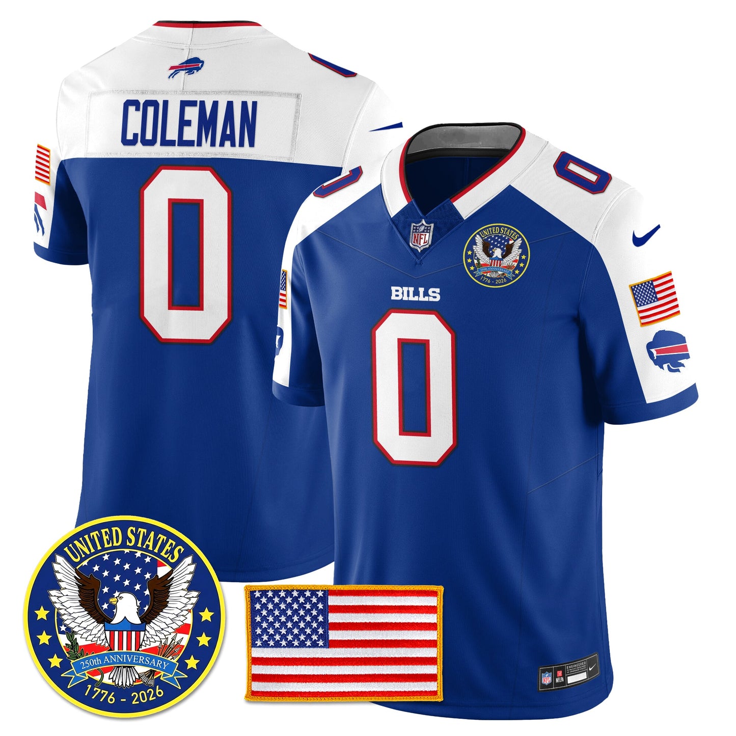 BUF "United States 250th Anniversary Patch" Vapor Limited Jersey - All Stitched