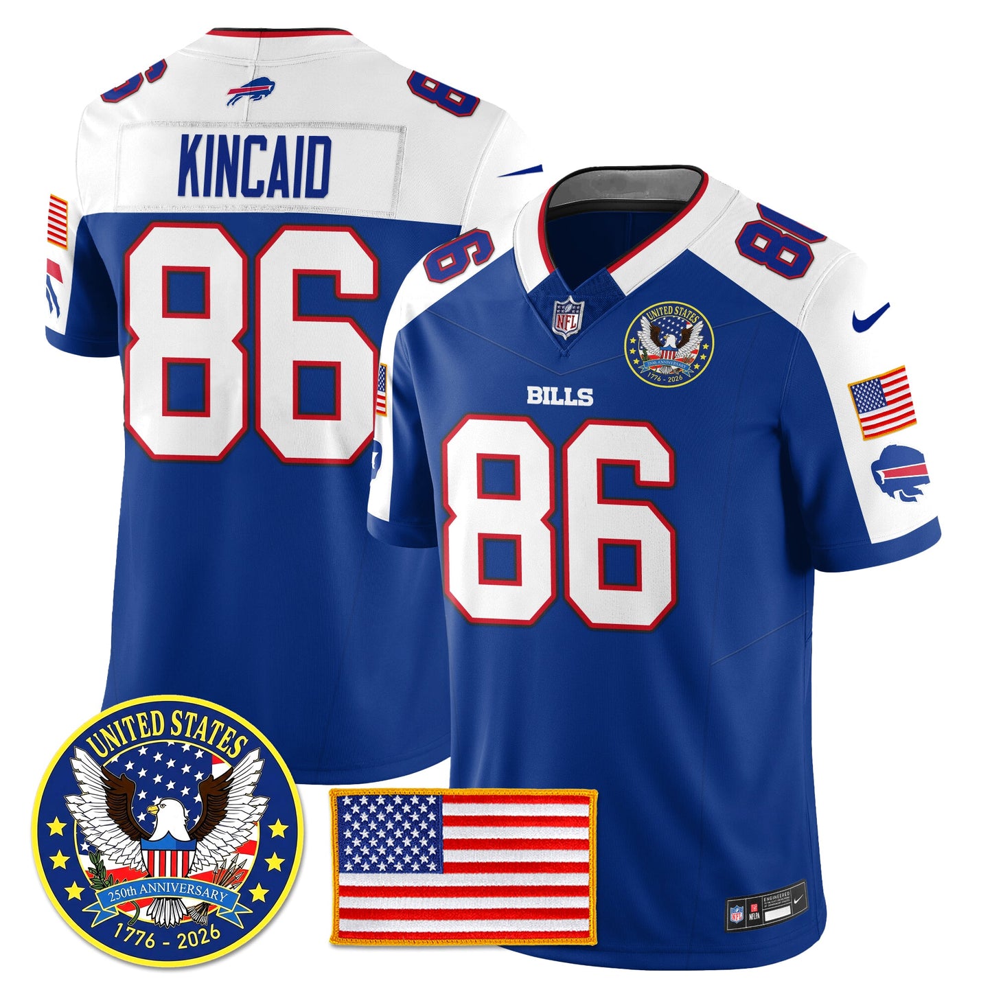 BUF "United States 250th Anniversary Patch" Vapor Limited Jersey - All Stitched