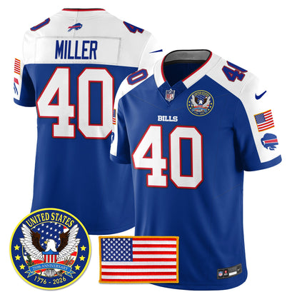 BUF "United States 250th Anniversary Patch" Vapor Limited Jersey - All Stitched