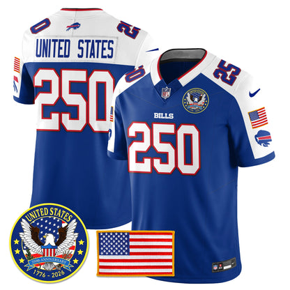 BUF "United States 250th Anniversary Patch" Vapor Limited Jersey - All Stitched
