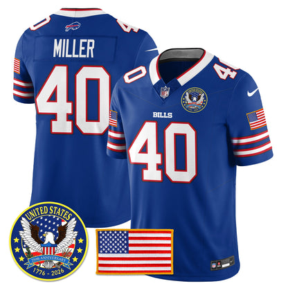 BUF "United States 250th Anniversary Patch" Vapor Limited Jersey - All Stitched