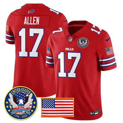 BUF "United States 250th Anniversary Patch" Vapor Limited Jersey - All Stitched