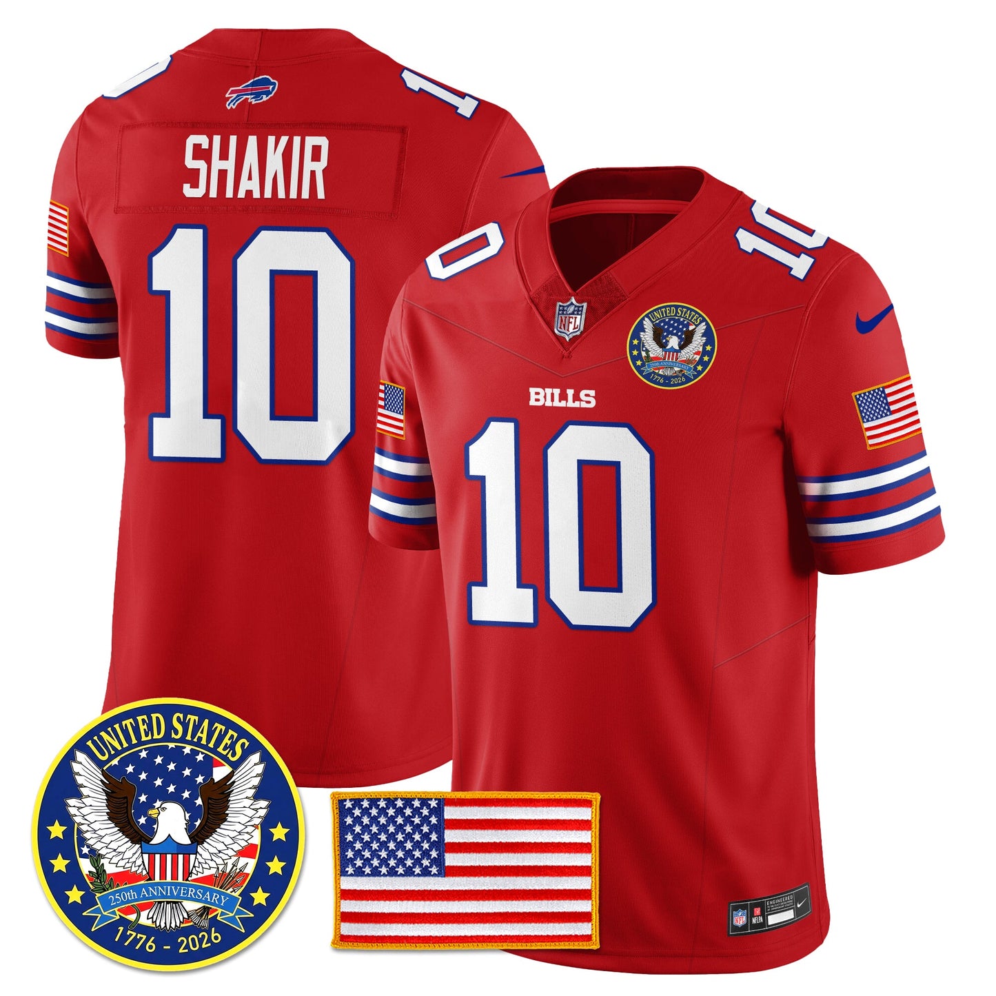 BUF "United States 250th Anniversary Patch" Vapor Limited Jersey - All Stitched