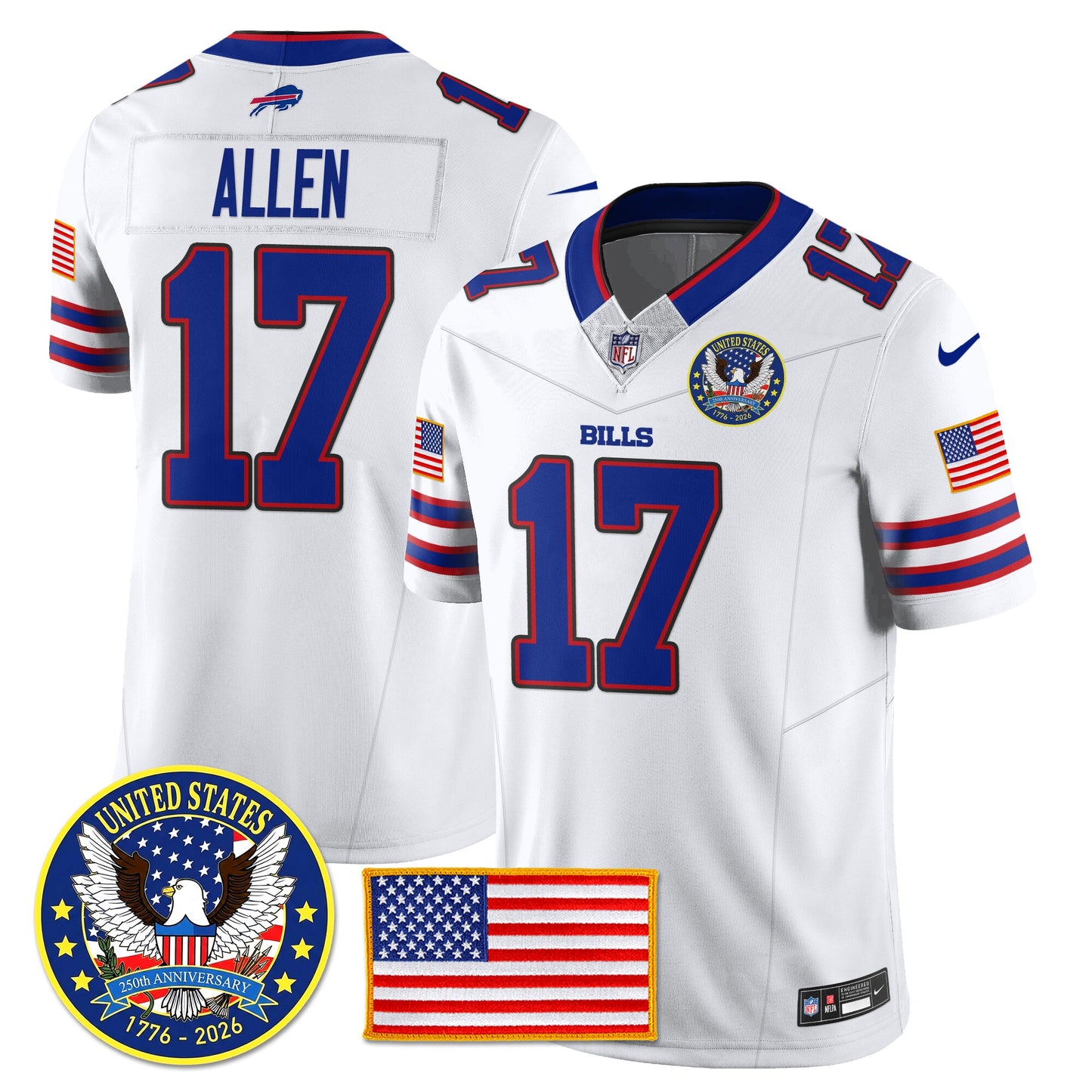 BUF "United States 250th Anniversary Patch" Vapor Limited Jersey - All Stitched