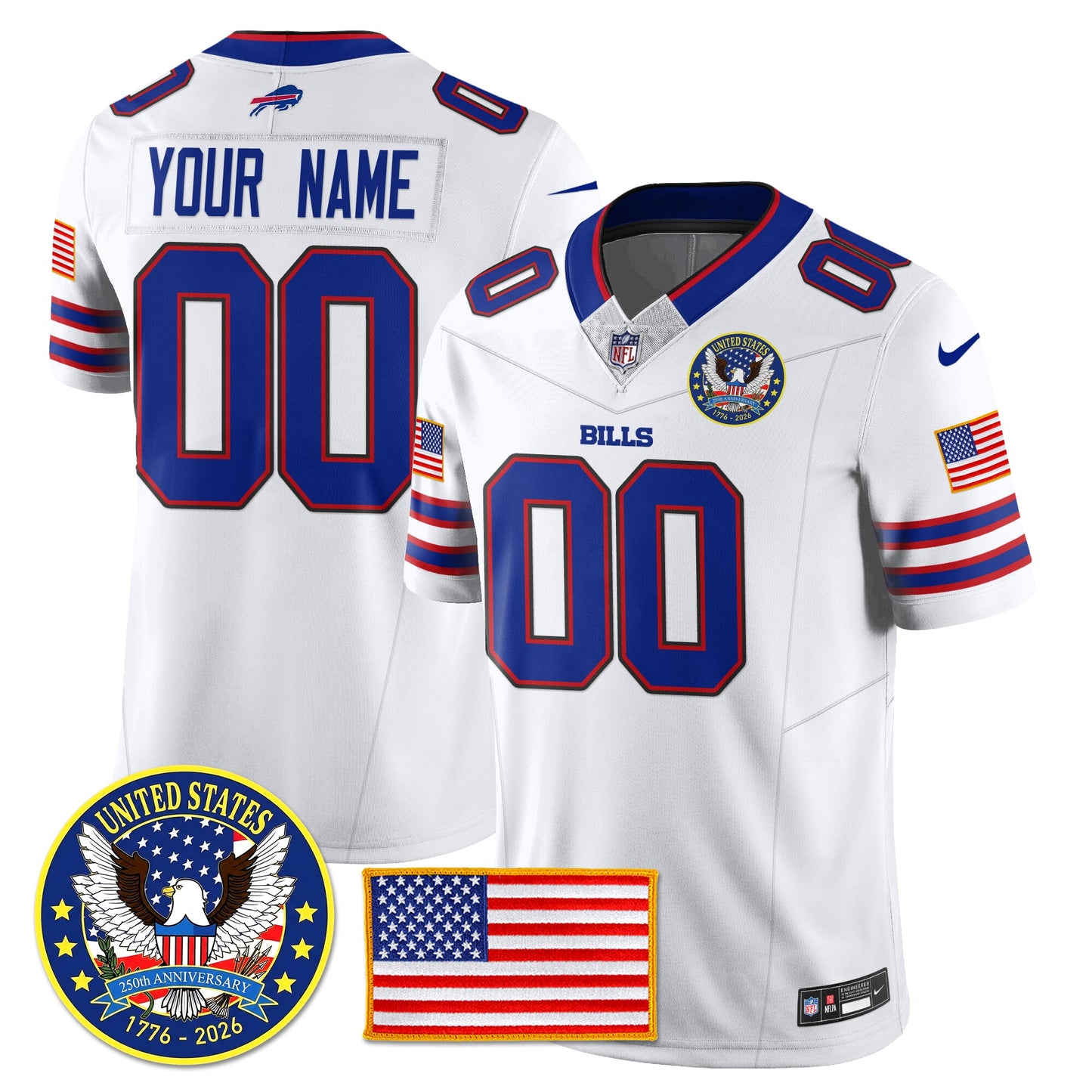 Custom BUF "United States 250th Anniversary Patch" Vapor Limited Jersey - All Stitched