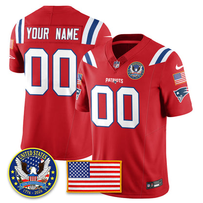 Custom NE "United States 250th Anniversary Patch" Vapor Limited Jersey - All Stitched