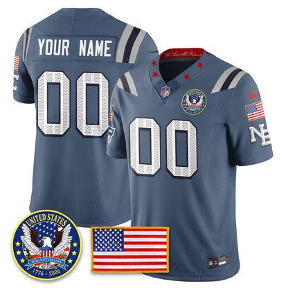 Custom NE "United States 250th Anniversary Patch" Vapor Limited Jersey - All Stitched