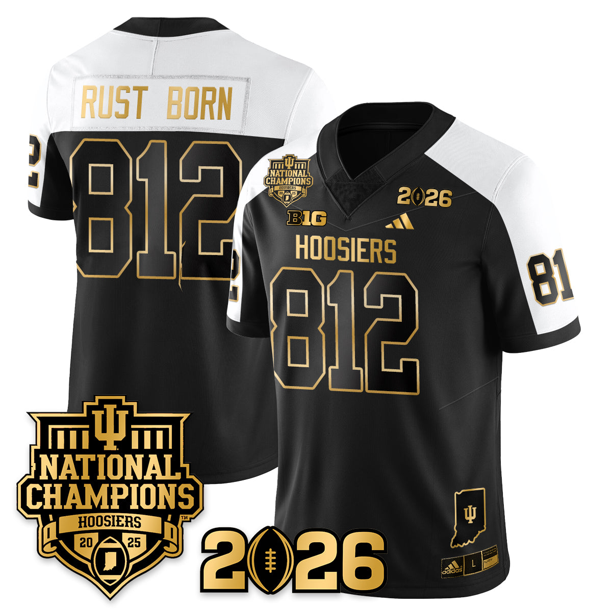 Indiana Hoosiers Vapor Limited Football Gold Jersey - 2025 National Champions - All Stitched