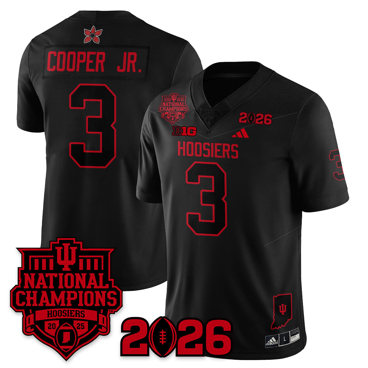 Indiana Hoosiers Stranger Things Vapor Limited Football Jersey - 2025 National Champions - All Stitched