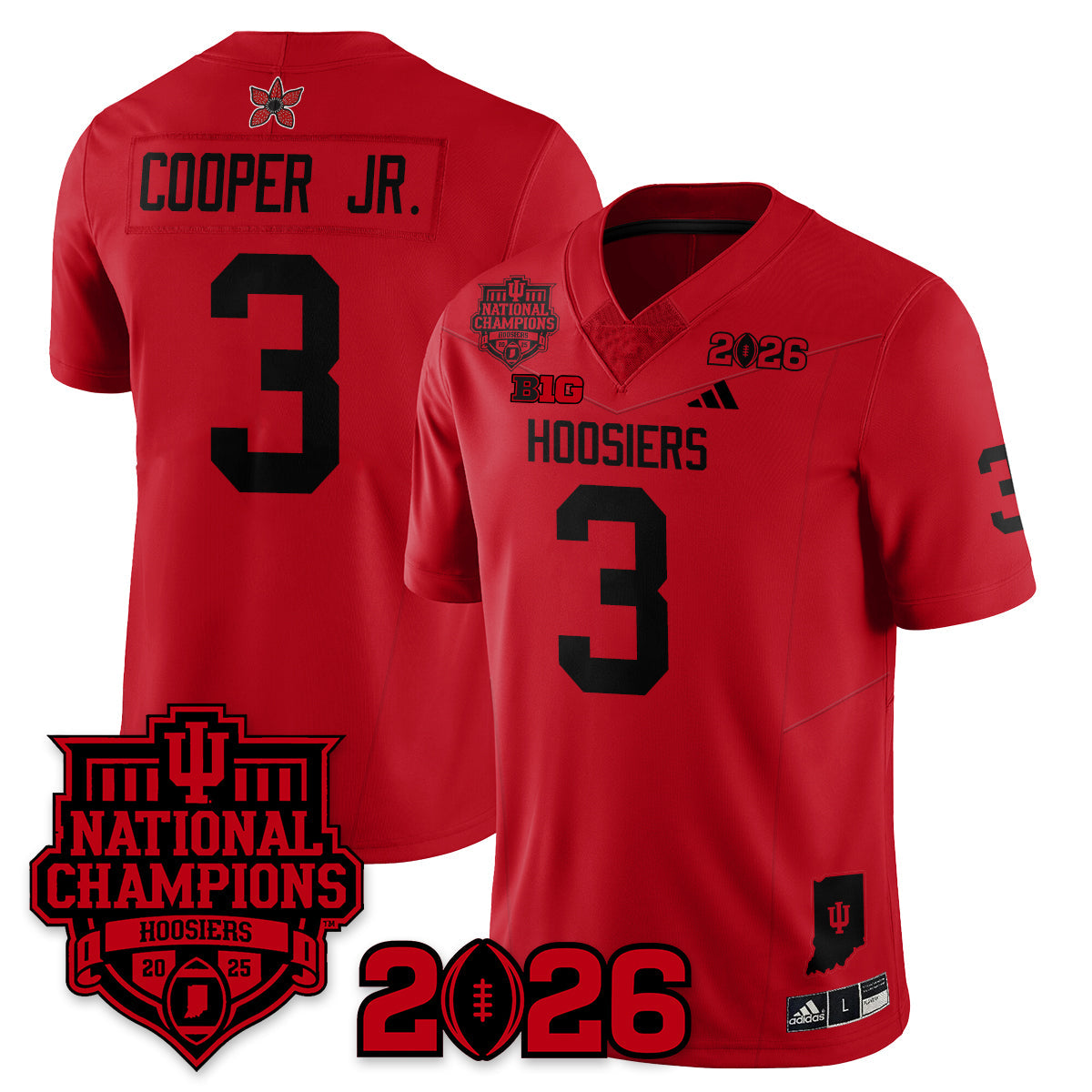 Indiana Hoosiers Stranger Things Vapor Limited Football Jersey - 2025 National Champions - All Stitched