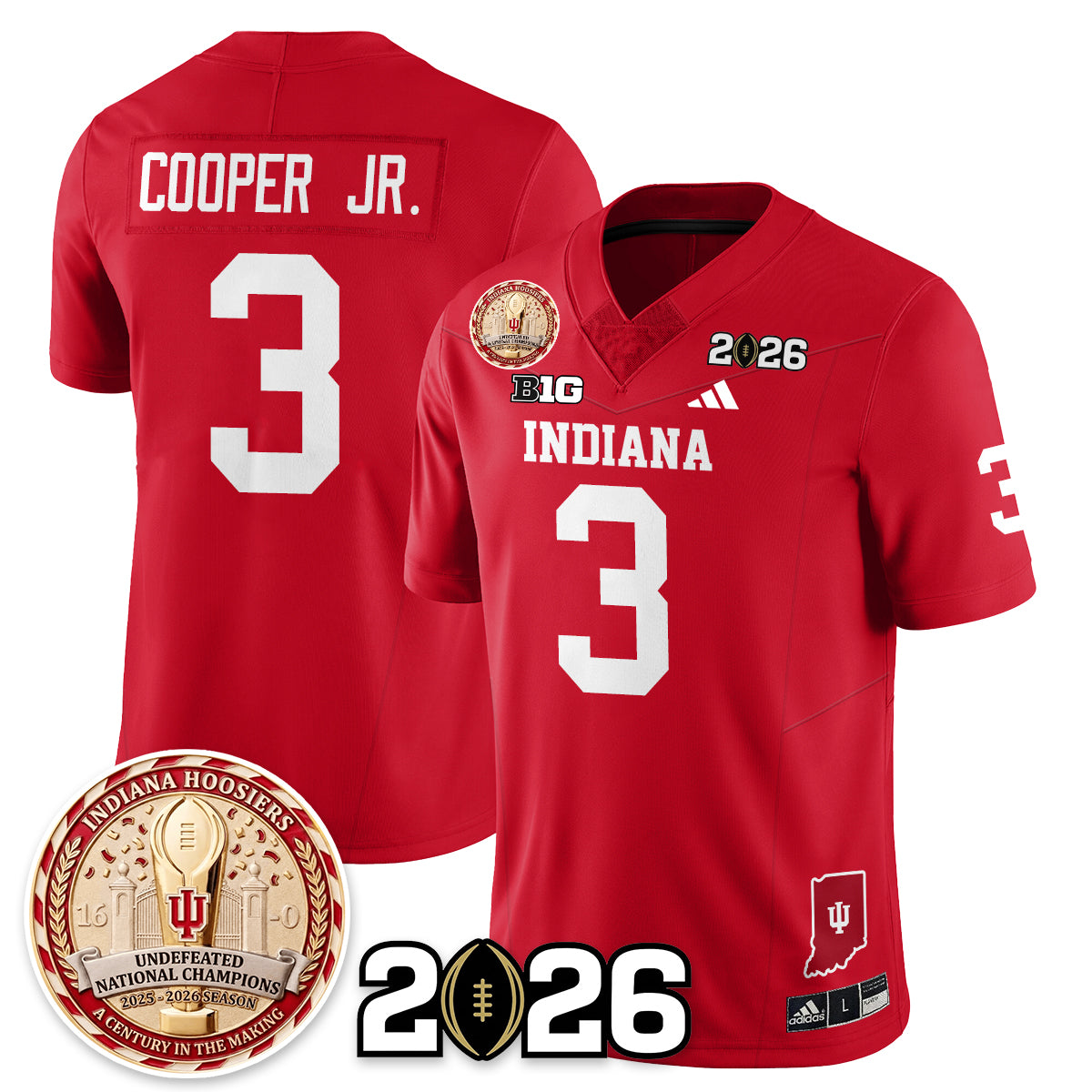 Indiana Hoosiers Vapor Limited Football Jersey V4 - 2025 National Champions - All Stitched
