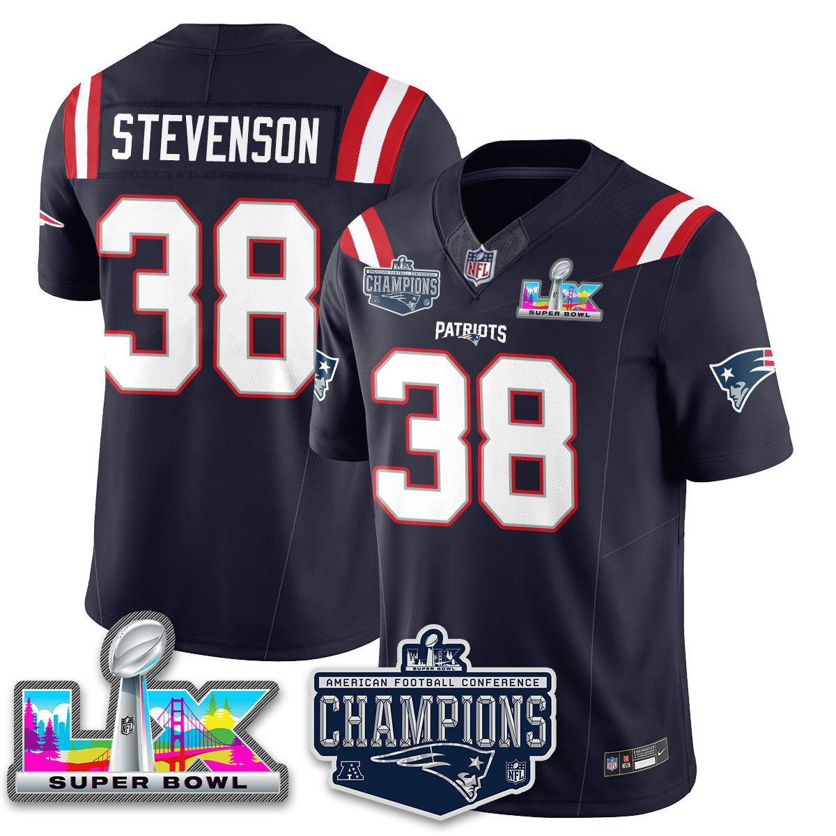 NE 2025 AFC Champions Vapor Limited Jersey - All Stitched