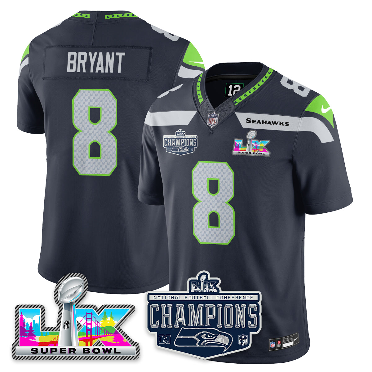 SEA 2025 NFC Champions Vapor Limited Jersey - All Stitched