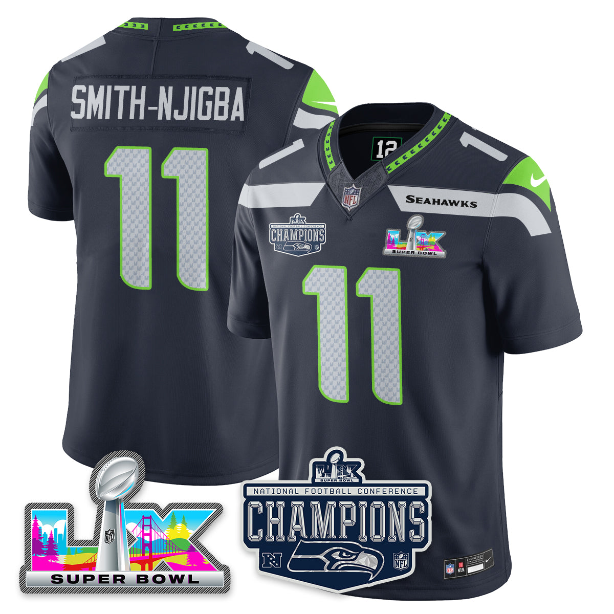 SEA 2025 NFC Champions Vapor Limited Jersey - All Stitched