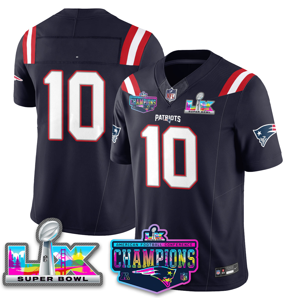 Women's NE 2025 Vapor Jersey - AFC Champions Limited Patch - All Stitched