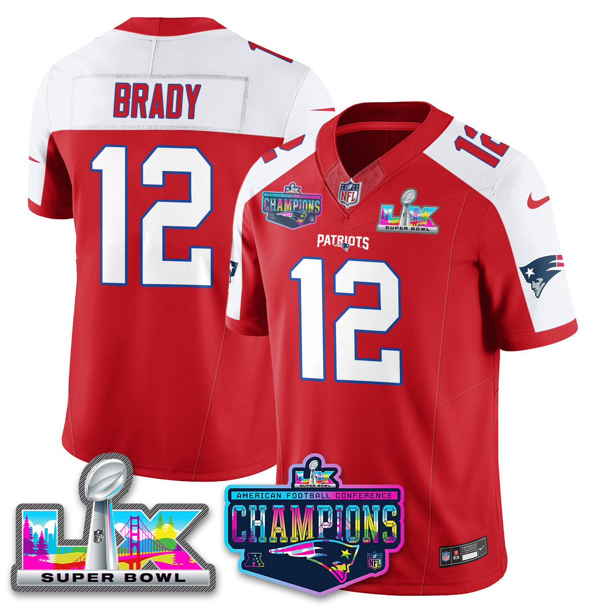 Women's NE 2025 Vapor Jersey - AFC Champions Limited Patch - All Stitched